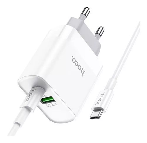 CARGADOR RAPIDO HOCO C80 20W QC 3.0+CABLE TIPO C A TIPO C - 1