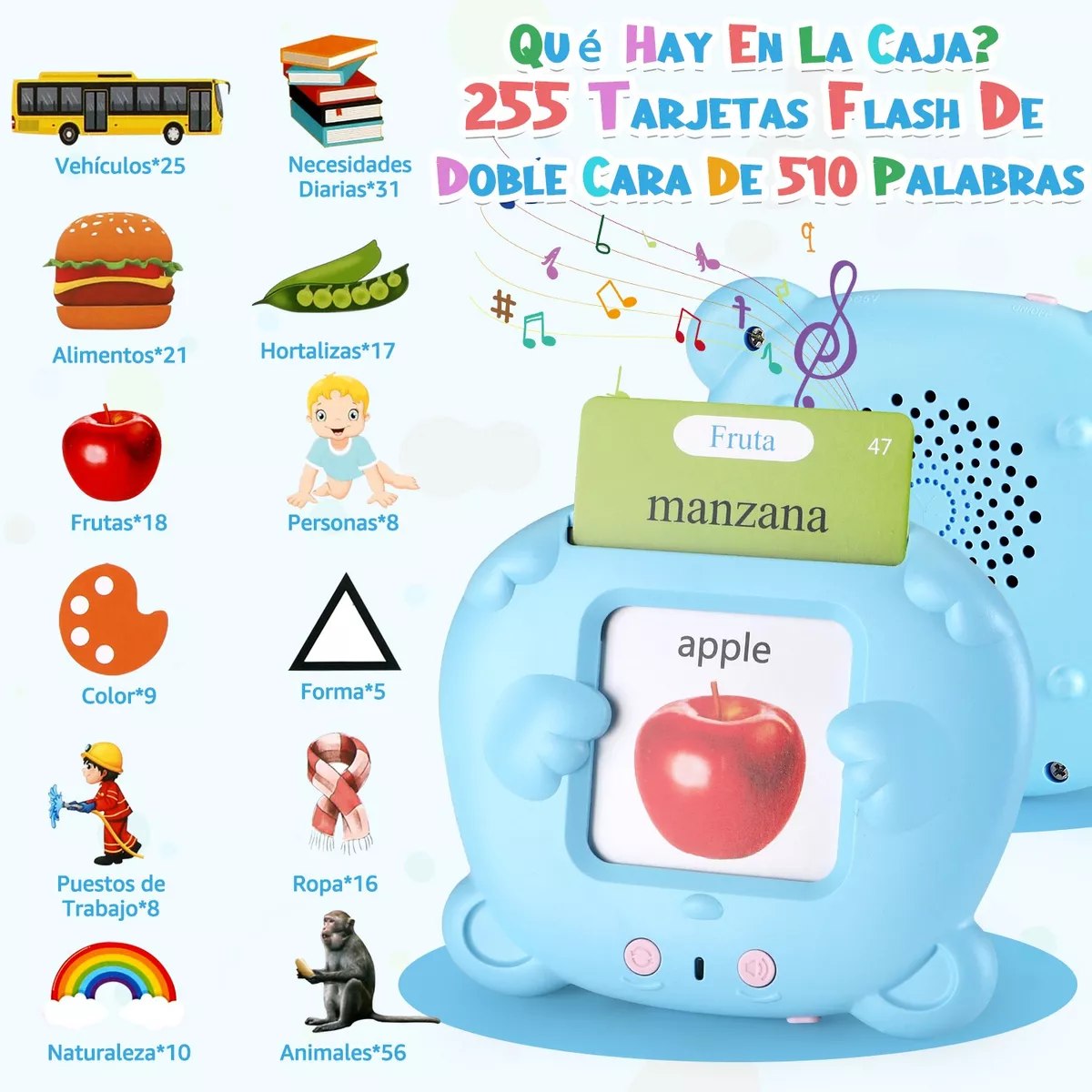 JUEGO DIDACTICO APRENDIZAJE TARJETAS LECTURA ESPAÑOL 224 PALABRAS NIÑOS - 1
