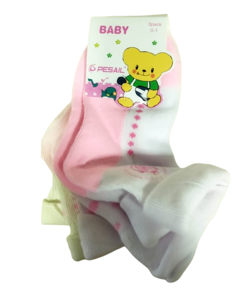 SET 3 PARES DE CALCETINES PARA BEBE 0 MES A 12 - 1