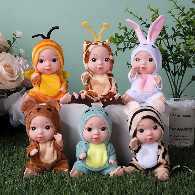 SET CAJA 6 MUÑECA PEQUEÑA 11CM REBORN DE SILICONA - 5