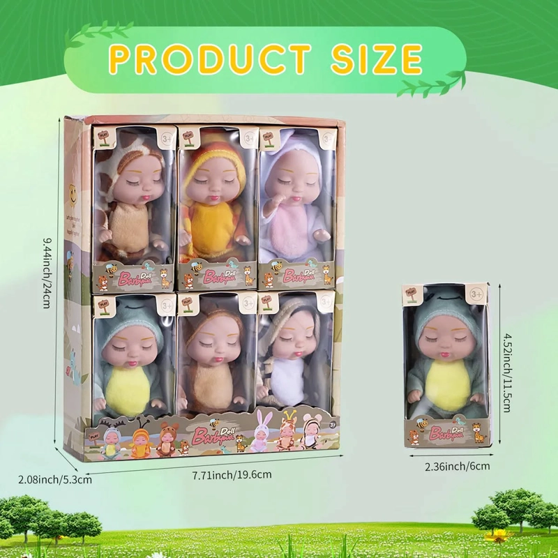 SET CAJA 6 MUÑECA PEQUEÑA 11CM REBORN DE SILICONA - 6