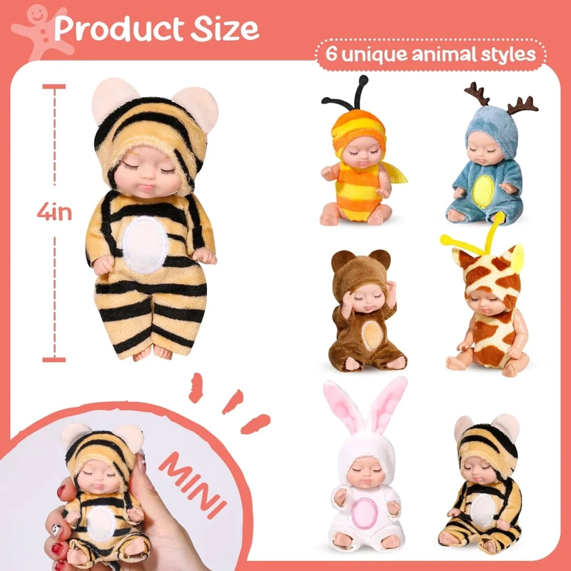 SET CAJA 6 MUÑECA PEQUEÑA 11CM REBORN DE SILICONA - 7