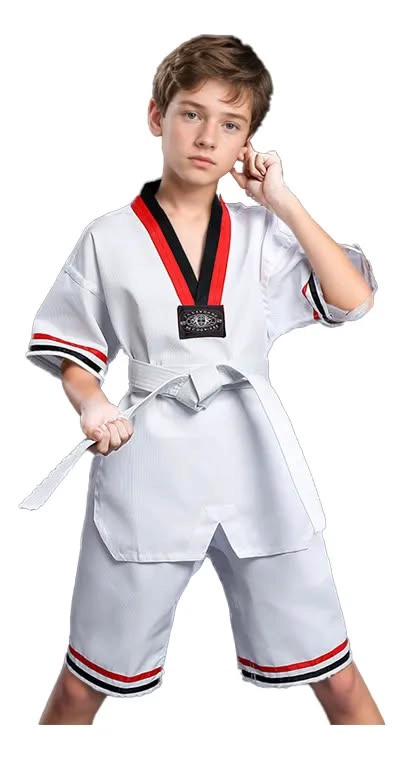 SET 3 UNDS TRAJE DOBOK DE TAEKWONDO PARA NIÑOS RESISTENTE Y COMODO TALLA 110 - 2
