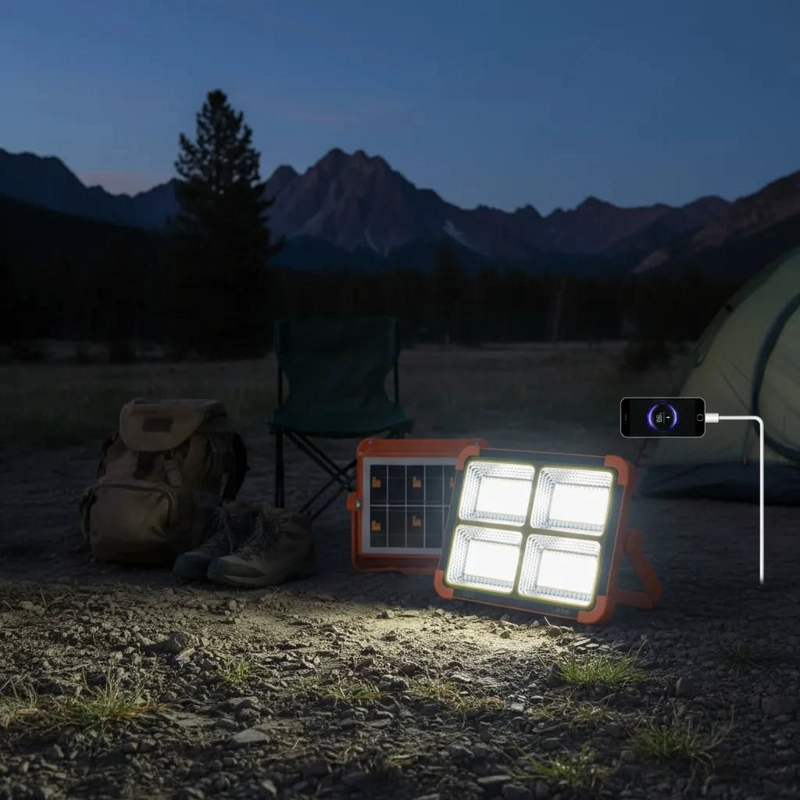 LAMPARA DE EMERGENCIA FOCO SOLAR RECARGABLE LED CAMPING - 5