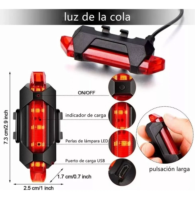 LUZ SOLAR PARA BICICLETA LINTERNA CON CLAXONR PORTATIL AZUL - 1