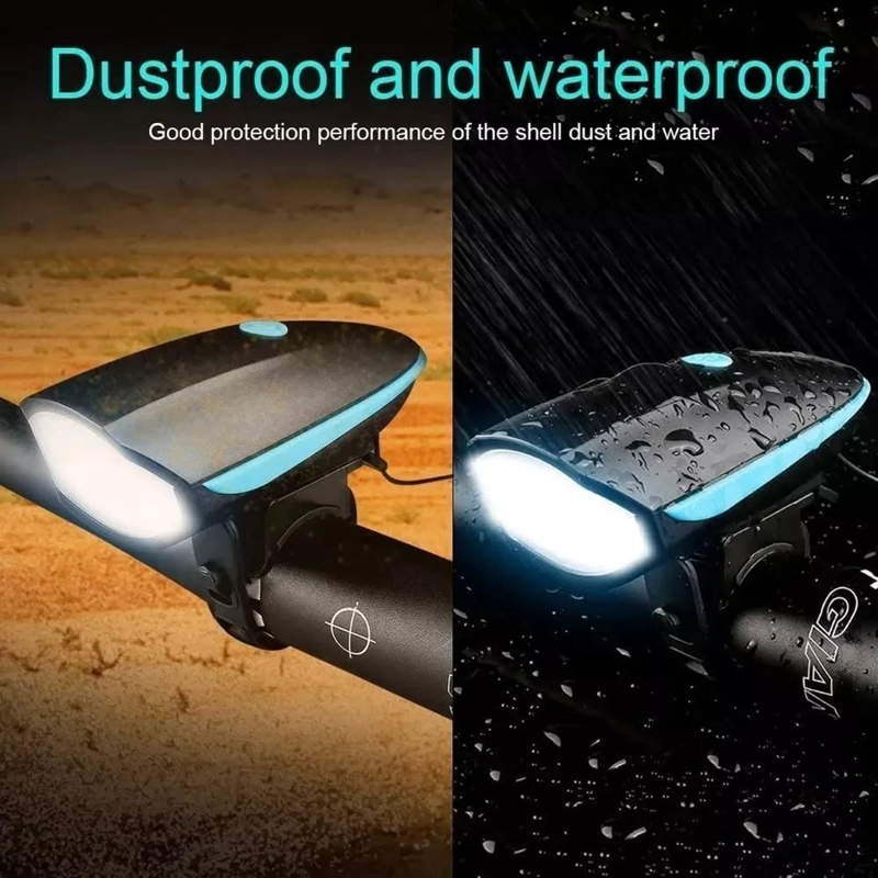 LUZ SOLAR PARA BICICLETA LINTERNA CON CLAXONR PORTATIL AZUL - 3