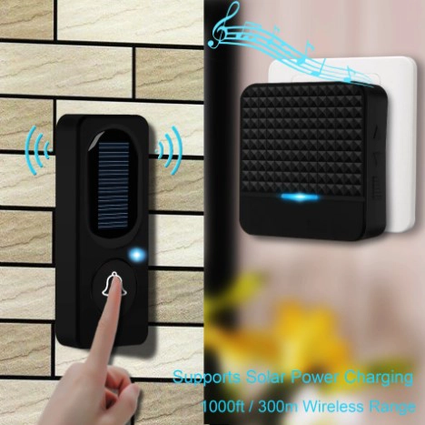 TIMBRE SOLAR INALAMBRICO IMPERMEABLE IP65 300M ALCANCE - 1
