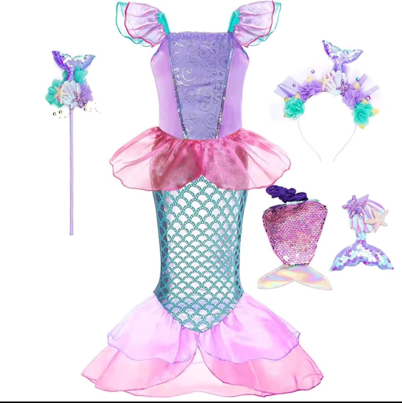 SET DISFRAZ VESTIDO Y ACCESORIOS DE SIRENA PARA BEBE 2 AÑOS - 1