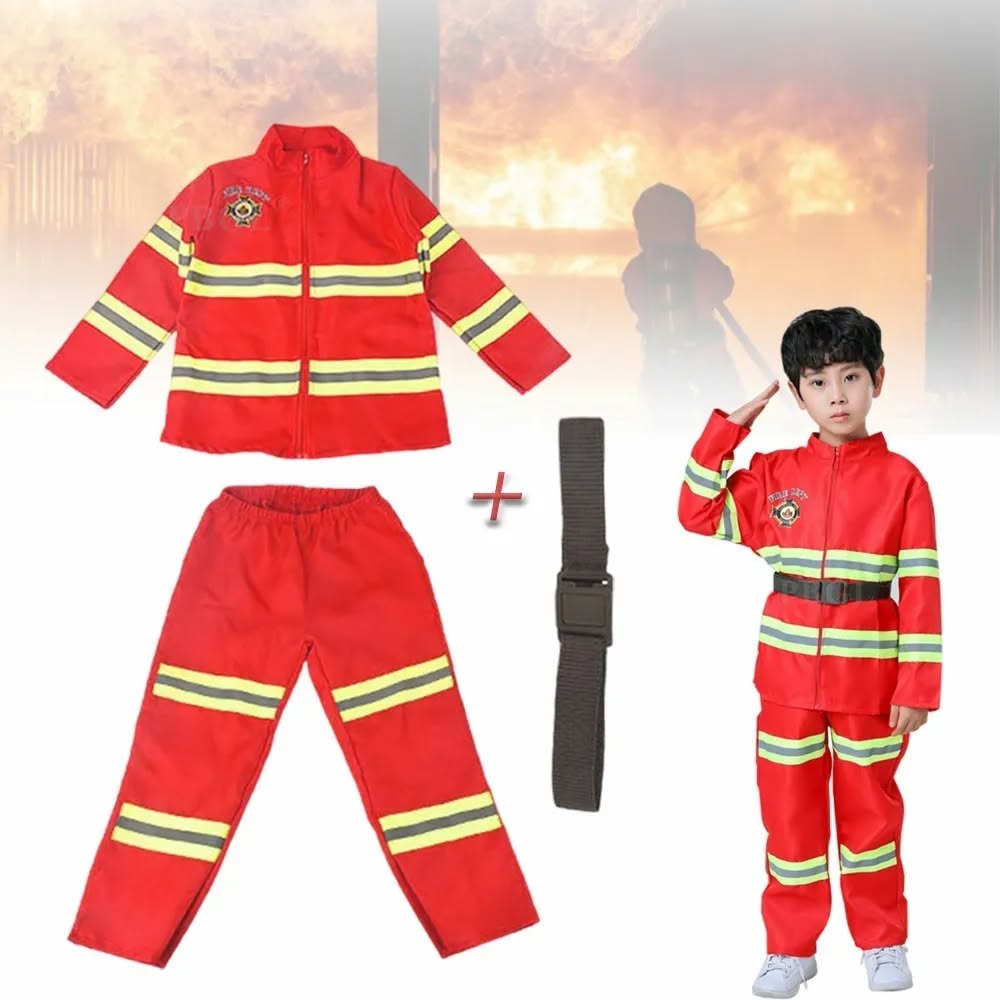 SET DISFRAZ 3 PIEZAS DE BOMBERO PARA NIÑO 8 AÑOS A 12 AÑOS - 1