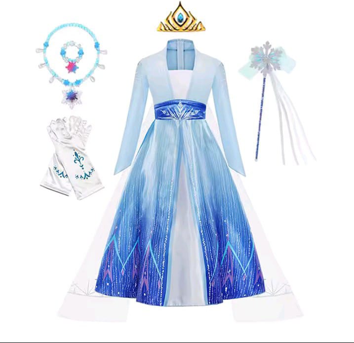 PACK DISFRAZ VESTIDO Y ACCESORIOS PRINCESA AZUL 5 A 6 AÑOS - 1
