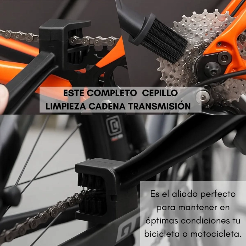 CEPILLO LIMPIA CADENA Y PIÑON MOTO Y BICICLETA - 1