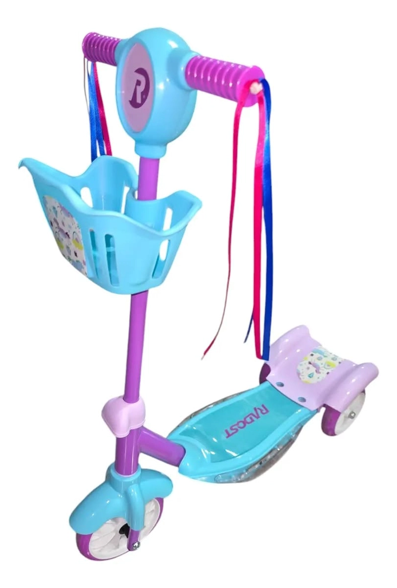 TRISCOOTER CON CANASTO LUCES LED 3 RUEDAS RADOST PARA NIÑOS - 1