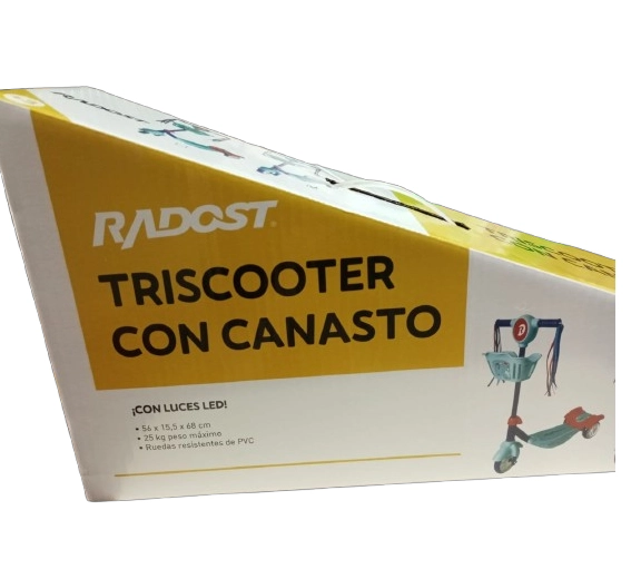 TRISCOOTER CON CANASTO LUCES LED 3 RUEDAS RADOST PARA NIÑOS - 2