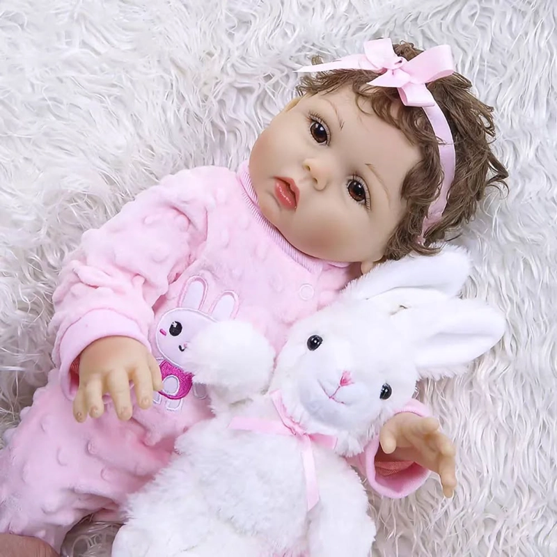 MUÑECA REBORN REALISTA DE SILICONA 48CM CON ACCESORIOS ( PAÑAL, PELUCHE... ) - 1
