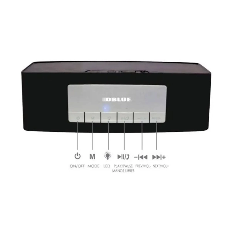 PARLANTE PORTATIL BT MULTICOLOR ENTRADA SD RADIO FM DBLUE DBS081BK - 2