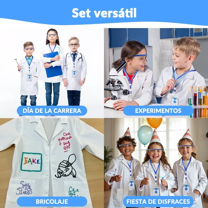 SET DISFRAZ 4UNDS DE ME DICO CIENTIFICO DE LABORATORIO PARA NIÑOS 3 A 4 AÑOS - 2