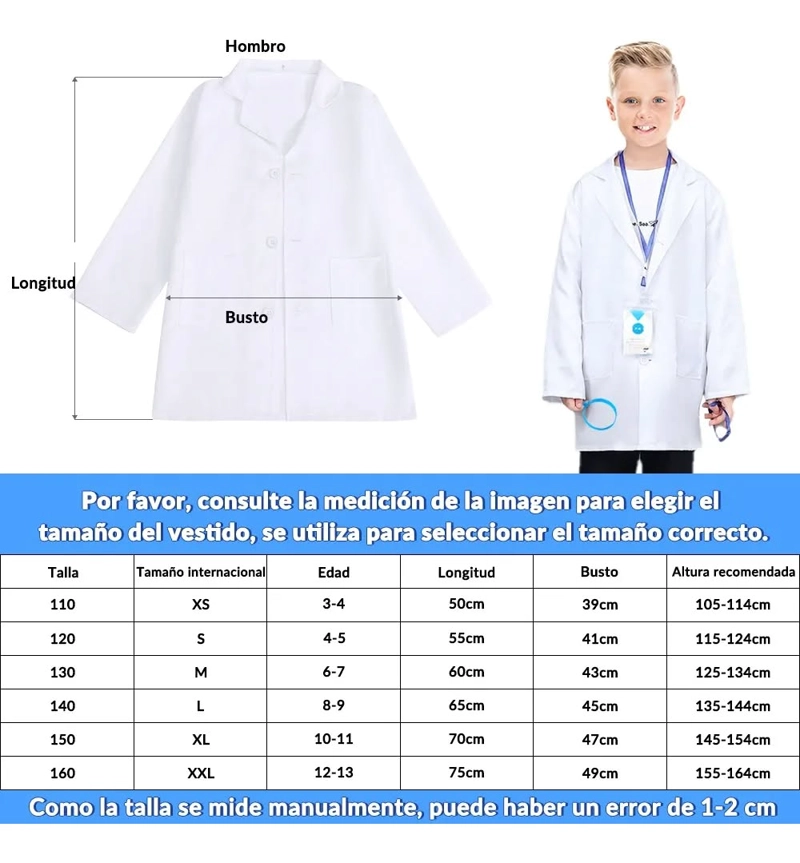 SET DISFRAZ 4UNDS DE ME DICO CIENTIFICO DE LABORATORIO PARA NIÑOS 3 A 4 AÑOS - 3