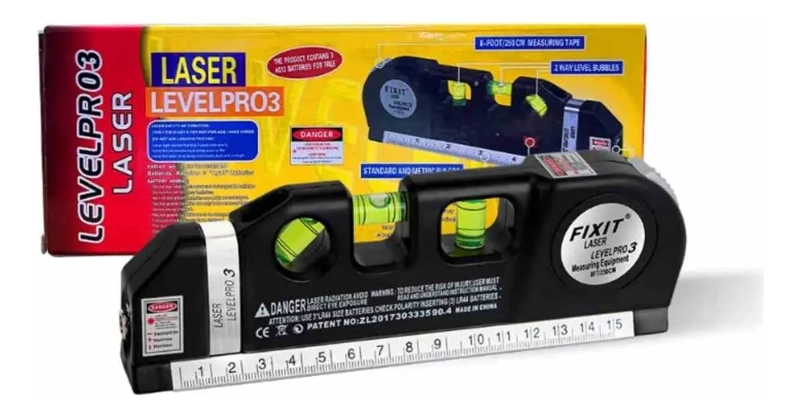 HERRAMIENTA MULTI USO GUINCHA 2.5 M, LUZ LASER Y NIVEL 3 POSICIONES - 3