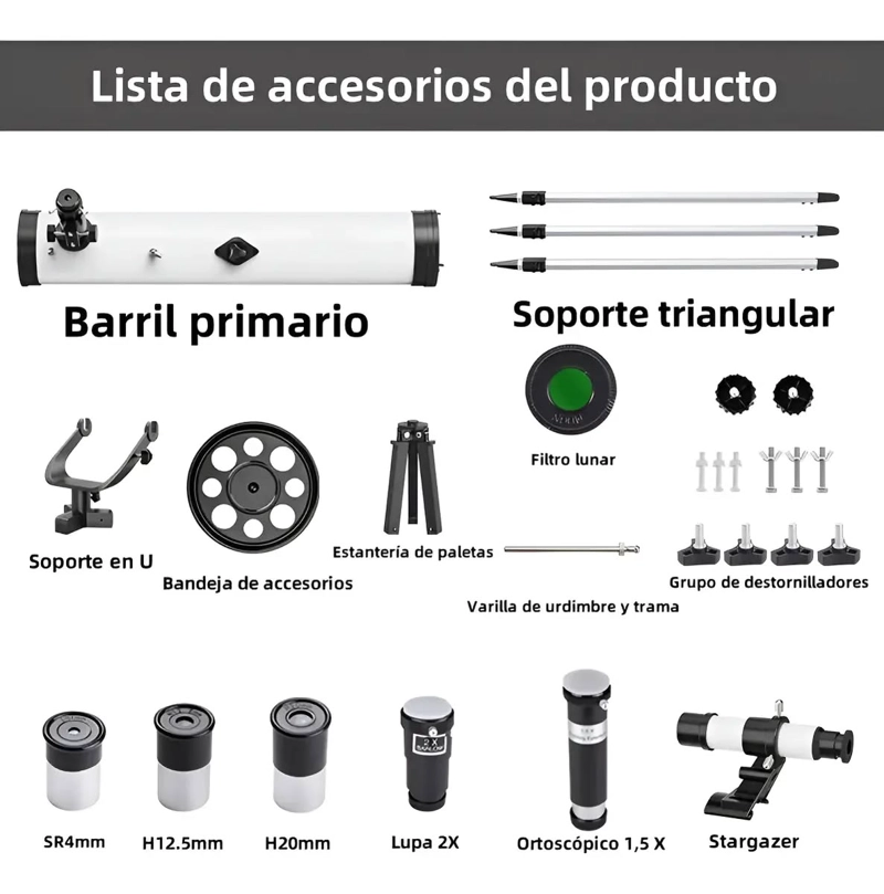 TELESCOPIO ASTRONOMICO F70076 DIAM: 76 MM  DISTANCIA FOCAL: 700 MM LENTES CON RECUBRIMIENTO - 3