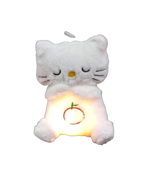 PELUCHE GATO RESPIRA CON LUZ Y MUSICA 25CM, TOCA EL BOTON DEL PATA PARA PRENDER LUZ - 1