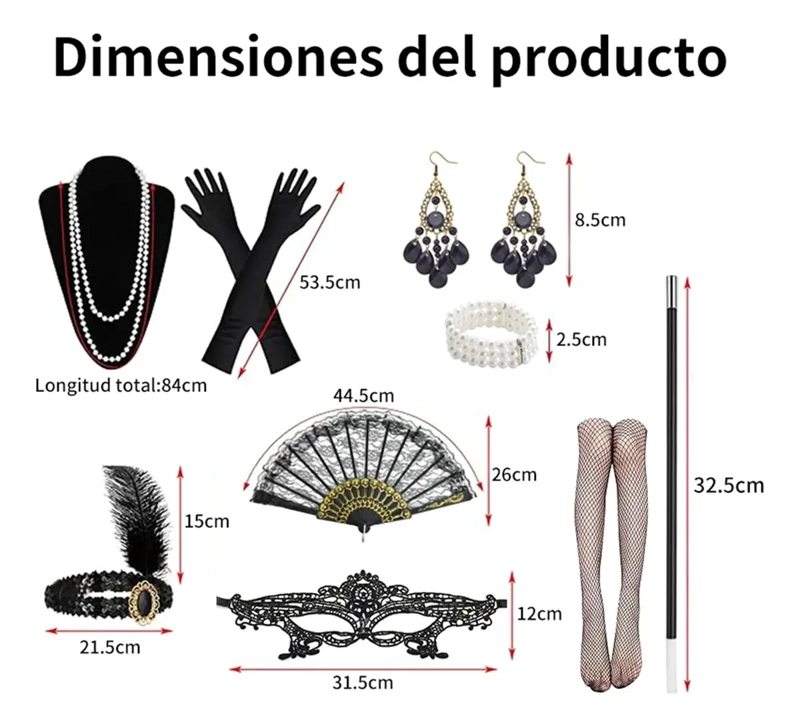 SET DISFRAZ FIESTA DE GATSBY 9UNDS PARA MUJER - 1
