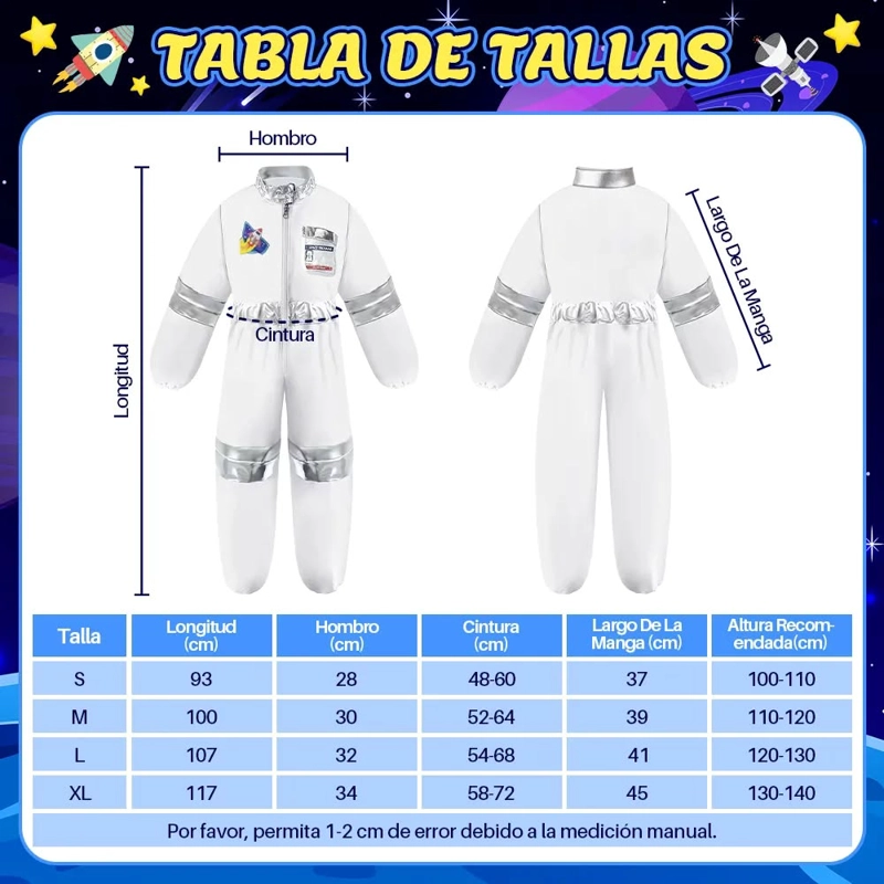 SET DISFRAZ DE ASTRONAUTA ESPACIAL PARA NIÑOS TALLA 100 ( 2 A 3 AÑOS ) TALLA S - 4