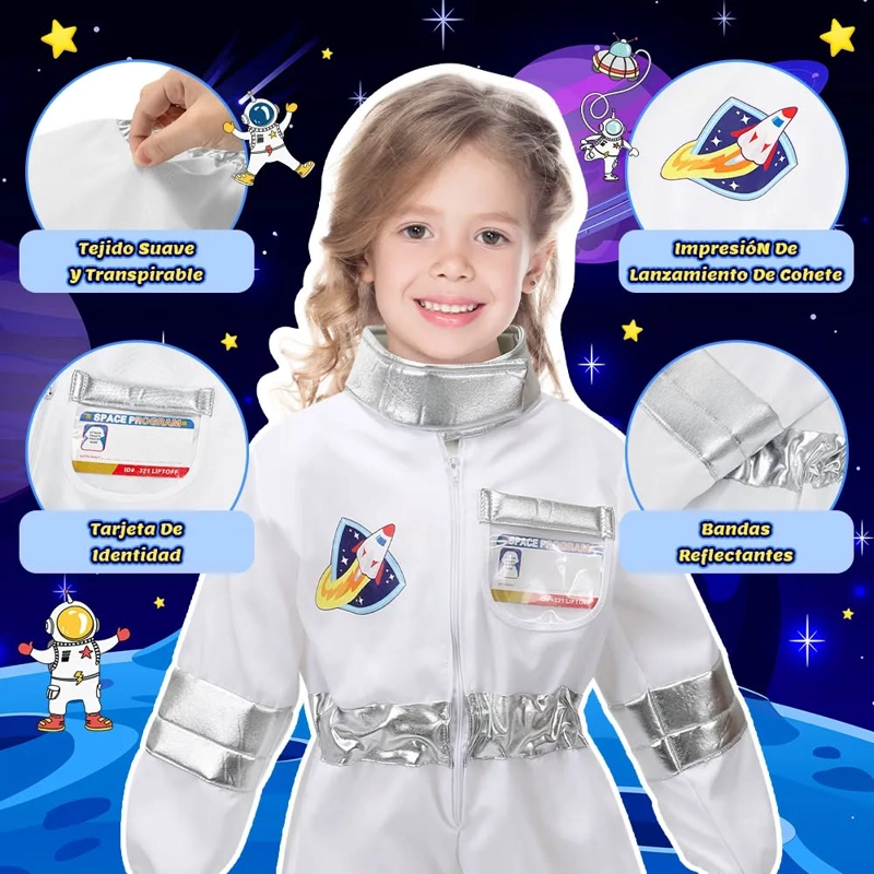 SET DISFRAZ DE ASTRONAUTA ESPACIAL PARA NIÑOS TALLA 120 ( 4 A 5 AÑOS ) TALLA L - 3
