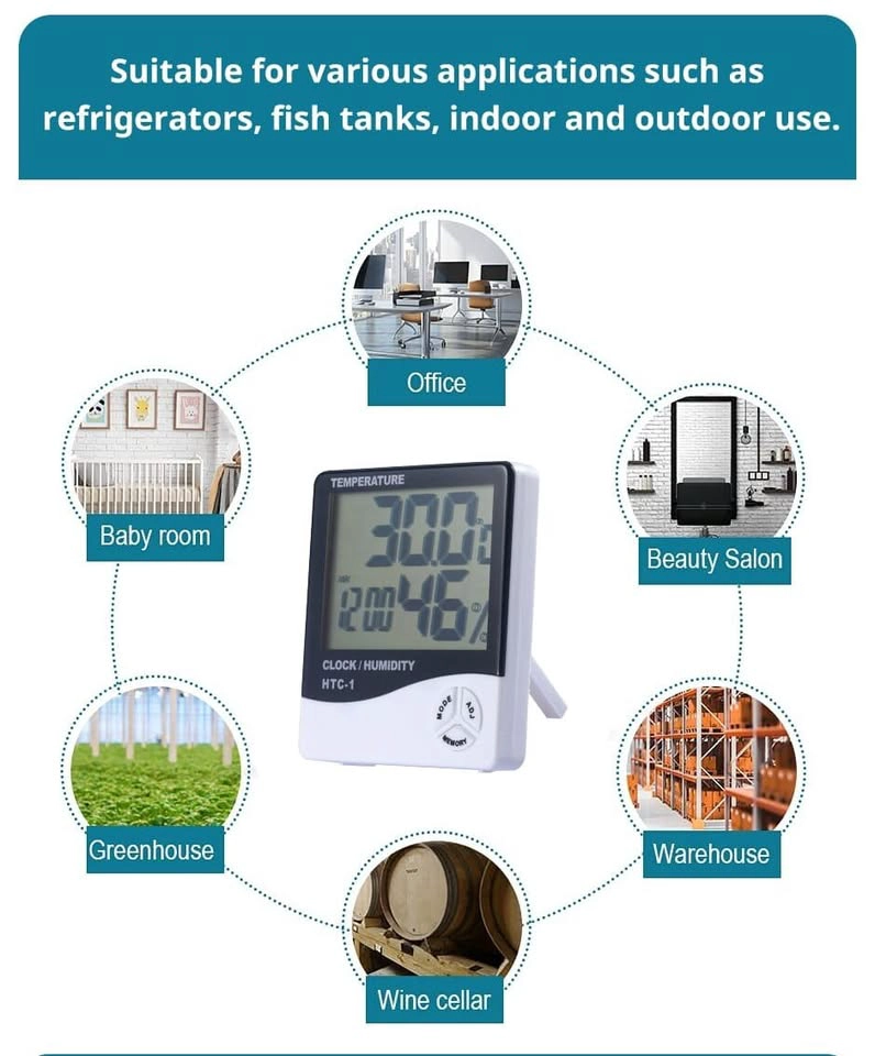 RELOJ PARA EXTERIORES, MEDIDOR DE HUMEDAD ELECTRONICO INTELIGENTE, ELE CTRICO DIGITAL - 1