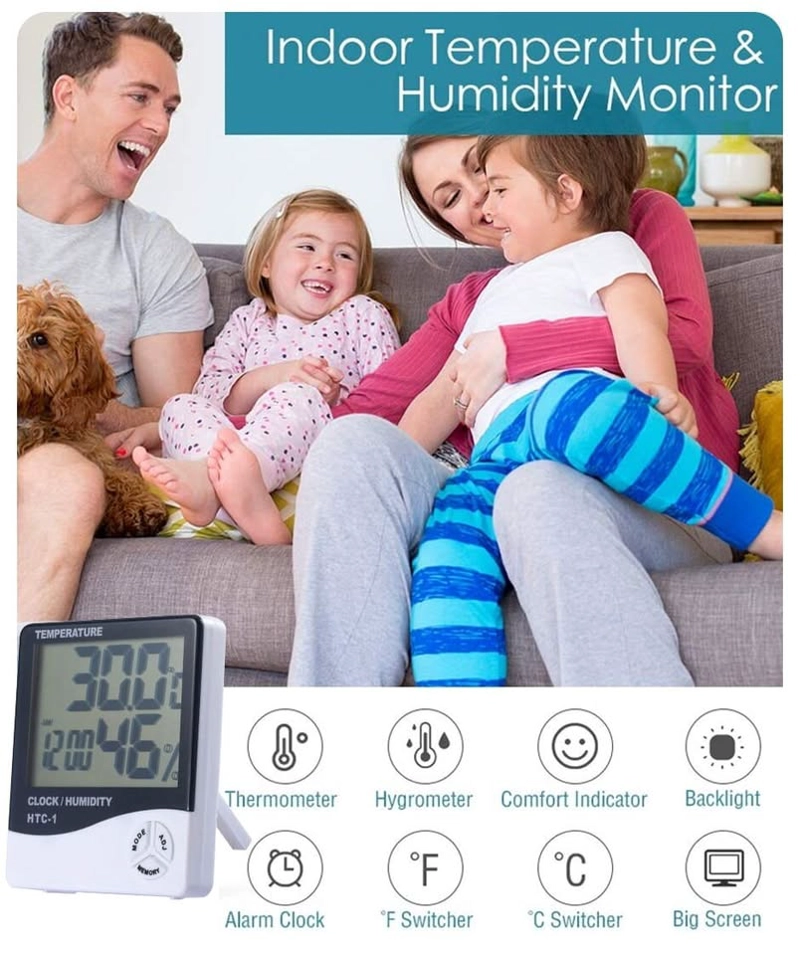 RELOJ PARA EXTERIORES, MEDIDOR DE HUMEDAD ELECTRONICO INTELIGENTE, ELE CTRICO DIGITAL - 2