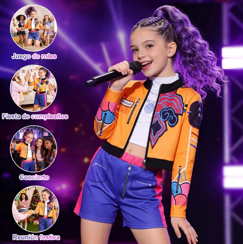 SET DISFRAZ K POP 3 PIEZAS PARA NIÑA TALLA 10 A 12 AÑOS - 4