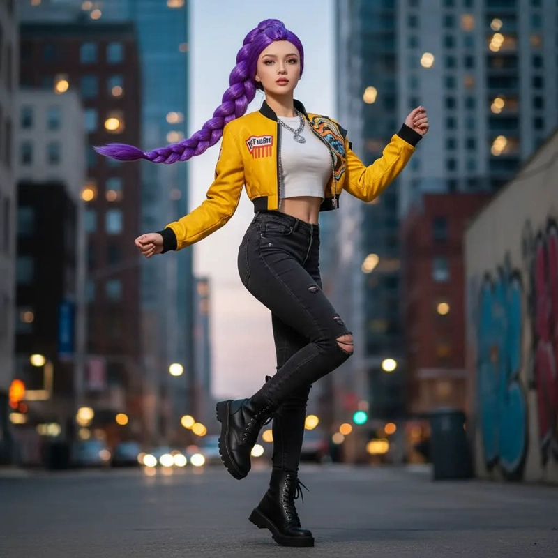 PELUCA TRENZA DISFRAZ K-POP 60CM - 2