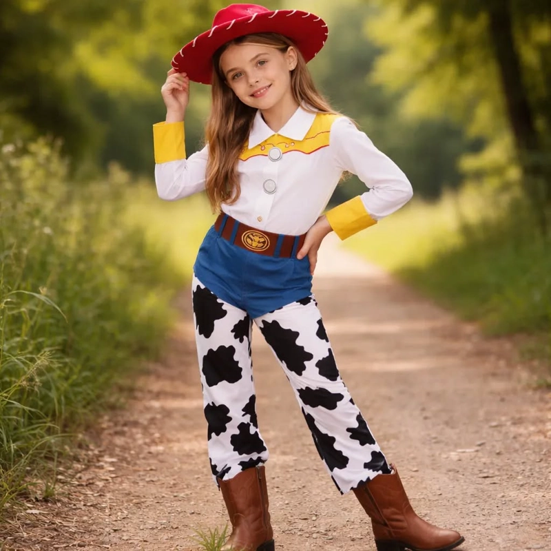 DISFRAZ JESSIE TOY STORY PARA NIÑA TALLA 7 A 9 AÑOS , NO INCLUYE EL SOMBREBRO - 1