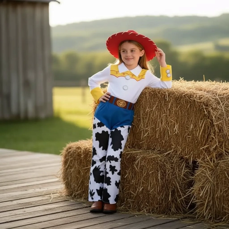 DISFRAZ JESSIE TOY STORY PARA NIÑA TALLA 7 A 9 AÑOS , NO INCLUYE EL SOMBREBRO - 3