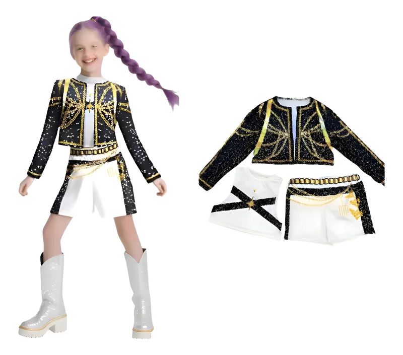 SET DISFRAZ K POP 4 PIEZAS  CON PELUCA 60CM PARA NIÑA TALLA 10 A 12 - 1
