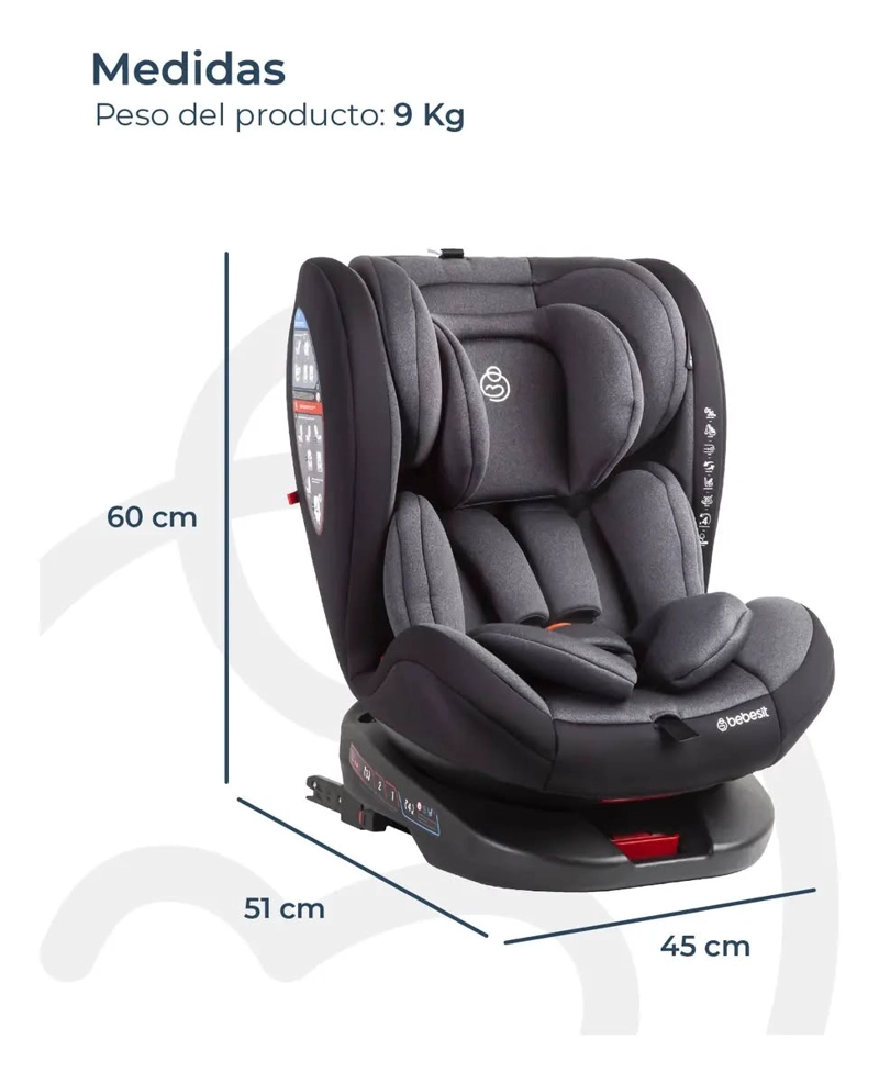SILLA DE AUTO CONVERTIBLE 360° ISOFIX SATURN SIRVE HASTA 36 KILOS - 3