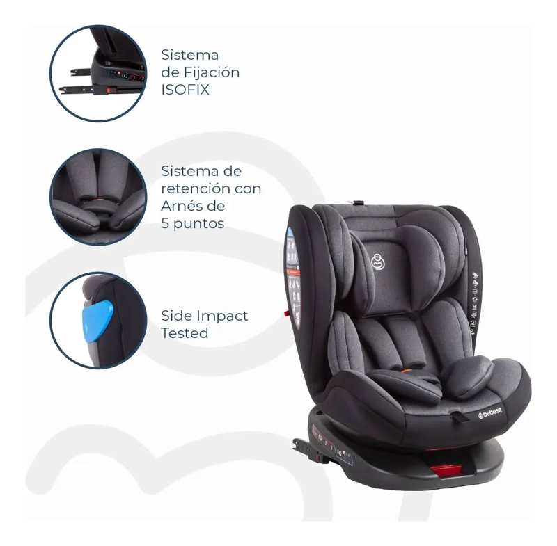 SILLA DE AUTO CONVERTIBLE 360° ISOFIX SATURN SIRVE HASTA 36 KILOS - 7