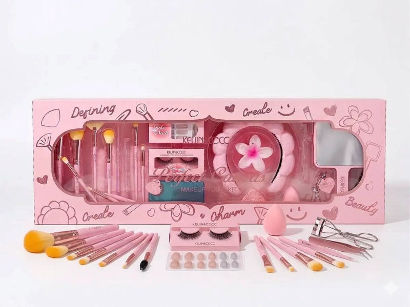 SET CAJA 18 UNDS BROCHAS MAQUILLAJE, CINTILLO, RIZADOR, ESPEJO... - 2