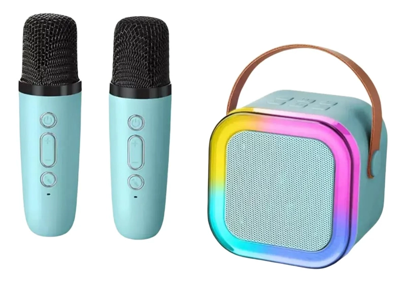 MINI PARLANTE KARAOKE CON 2 MICROFONOS INALAMBRICOS BLUETOOTH - 1