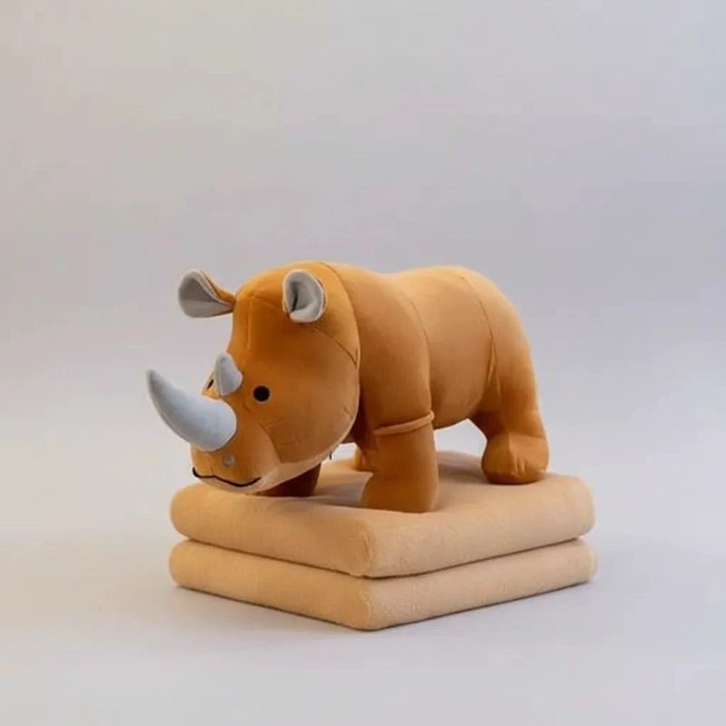 PELUCHE SUPER SUAVE CON MANTA PARA NIÑOS DE RINOCERONTE 60CM - 1