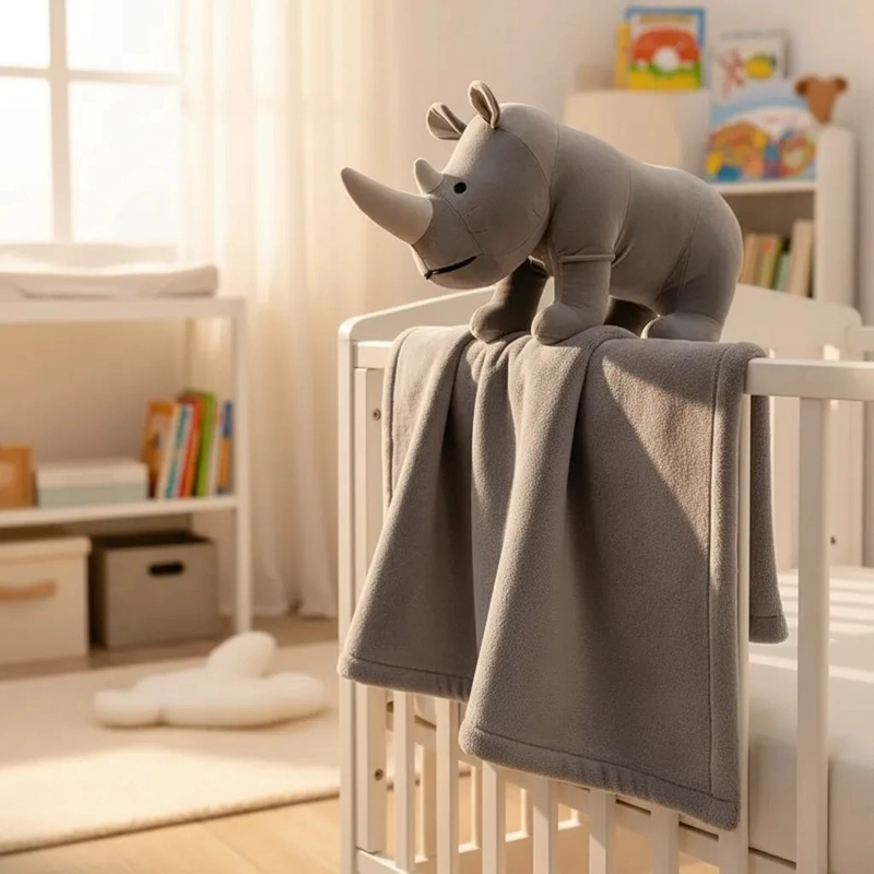 PELUCHE SUPER SUAVE CON MANTA PARA NIÑOS DE RINOCERONTE 60CM - 2