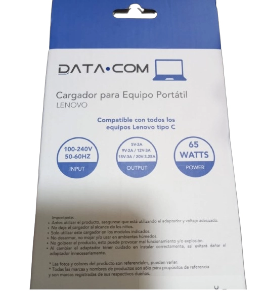 CARGADOR NOTEBOOK TIPO C 65W DATACOM - 3