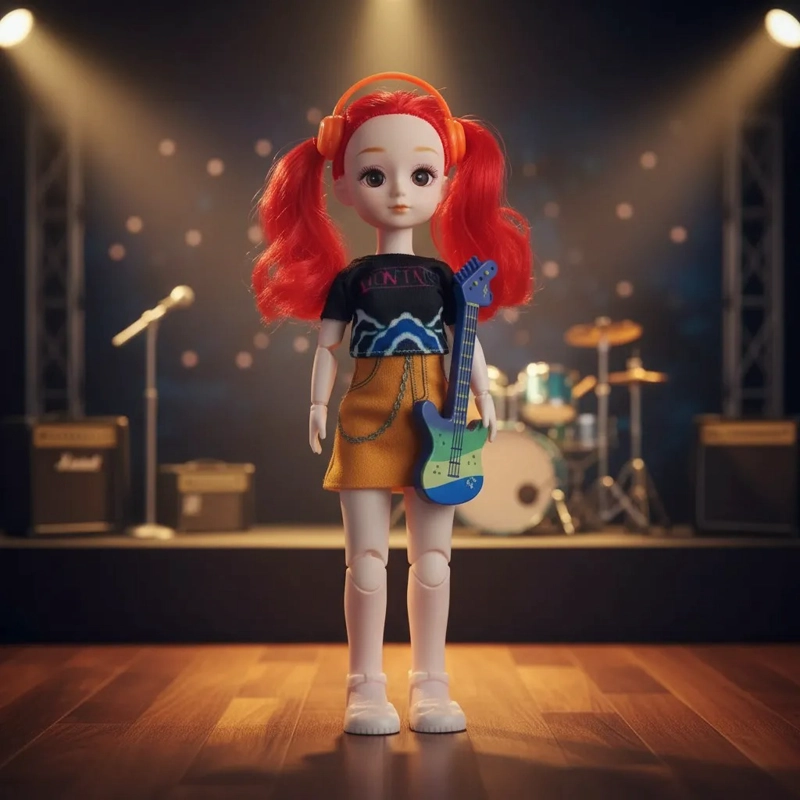 LA MUÑECA K-POP MUSICA DE 30 CM CON AUDIFONOS Y GUITARRA. LOS AUDIFONOS SE ENVIA EL COLOR ALEATORIO. - 2
