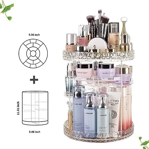 ORGANIZADOR ACRILICO PARA MAQUILLAJE COSME TICO GIRATORIO 360 31X22CM. - 9