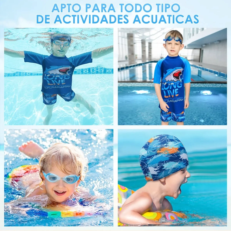 SET TRAJE DE BAÑO DE MANGA CORTA 9UNDS PARA NIÑOS TALLA 2XL - 2