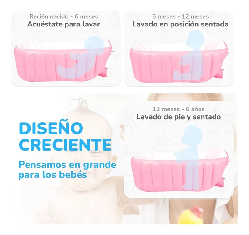 BAÑERA INFLABLE PLEGABLE PORTATIL PARA BEBE S CON BOMBA AIRE - 3
