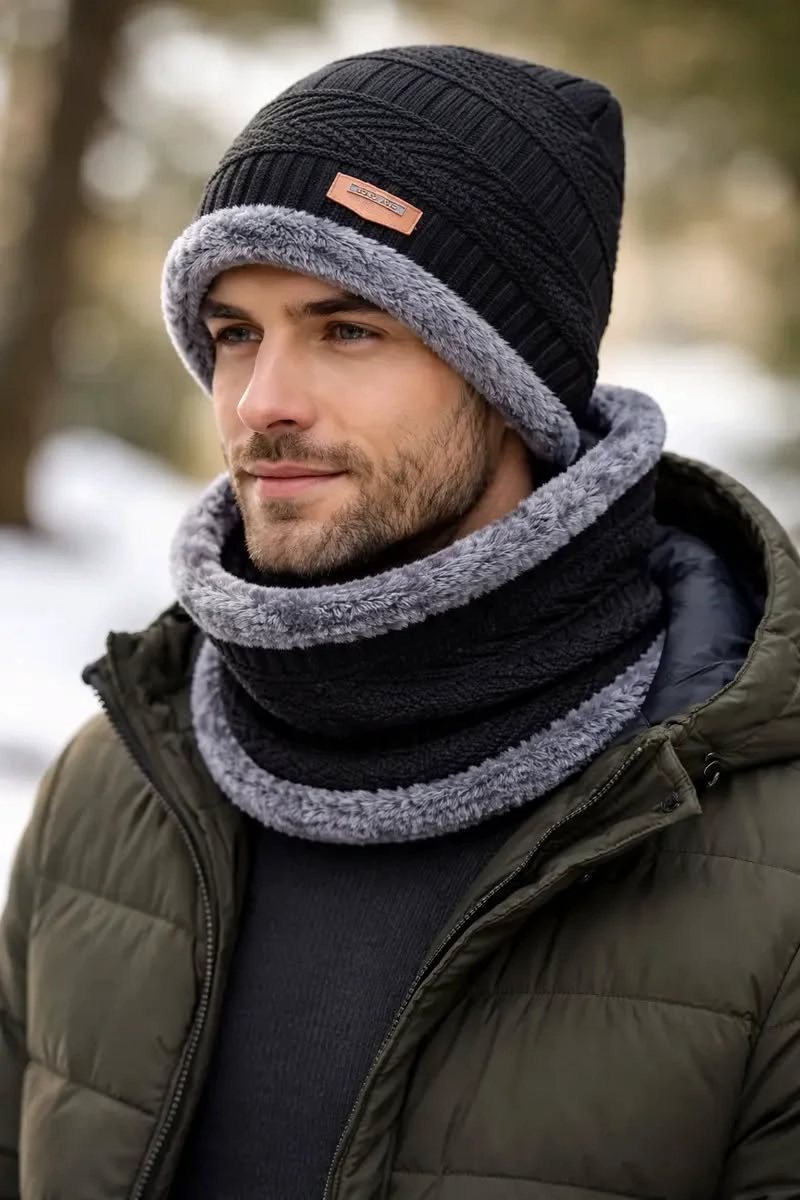 SET GORRO INVIERNO + CUELLO TE RMICO POLAR TEJIDO - 2