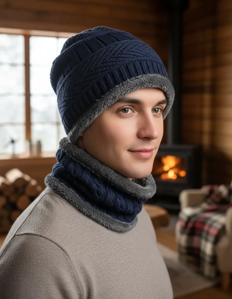 SET GORRO INVIERNO + CUELLO TE RMICO POLAR TEJIDO - 1