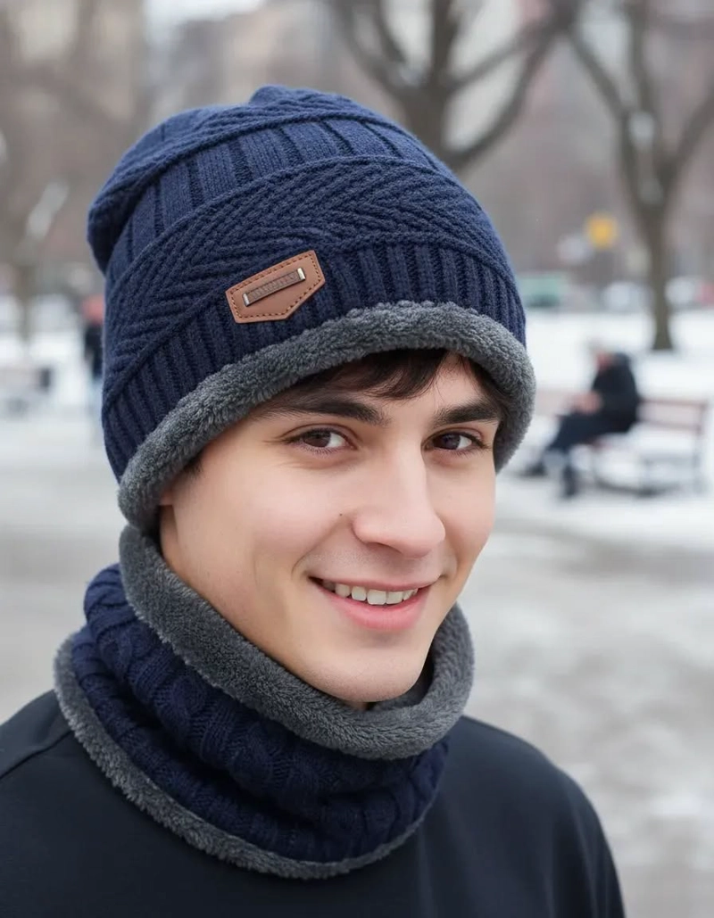 SET GORRO INVIERNO + CUELLO TE RMICO POLAR TEJIDO - 2