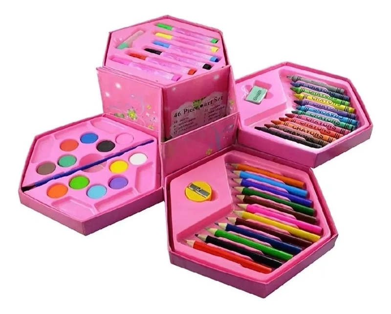 CAJA ARTE PARA COLOREAR DE 46 PIEZAS PARA NIÑOS - 1