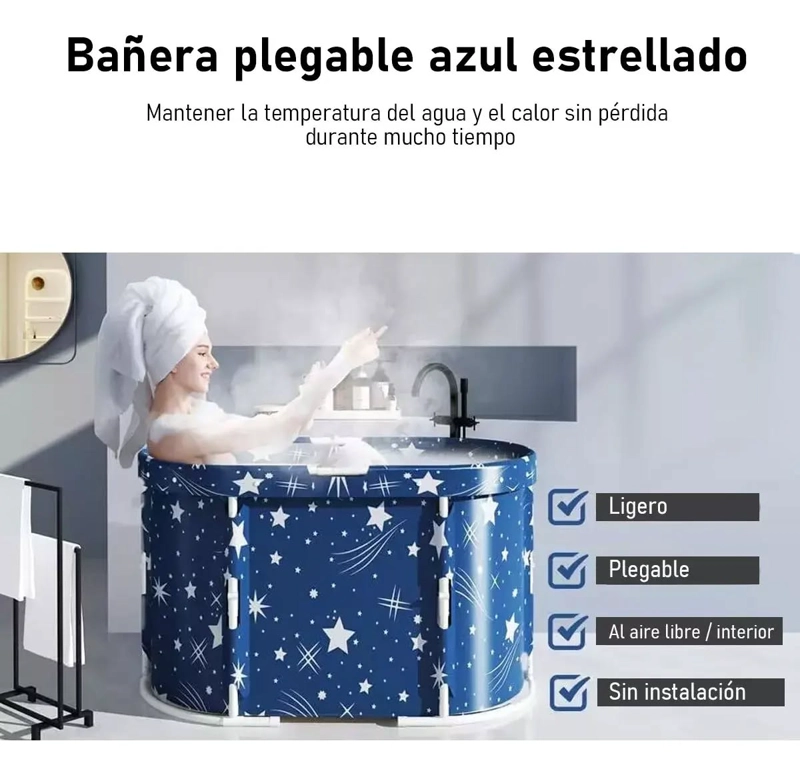 BAÑERA PLEGABLE PORTATIL ADULTOS Y NIÑOS BALDE SPA 110×55CM - 6